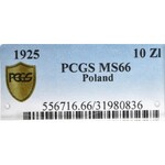 II Rzeczpospolita, 10 złotych 1925, Chrobry - PCGS MS66
