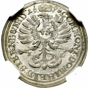 Śląsk, Krystian Ulryk I, 3 Krajcary 1698, Oleśnica - NGC MS62