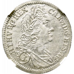 Austria, Karol VI, 3 Krajcary 1725, Praga - NGC MS62