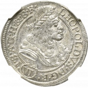 Śląsk, Leopold I, 6 krajcarów 1677, Wrocław - NGC MS63