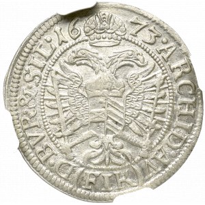 Śląsk, Leopold I, 3 Krajcary 1673 FIK, Opole - NGC MS63