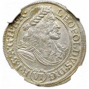 Śląsk, Leopold I, 6 Krajcarów 1674 SHS, Wrocław - NGC MS62