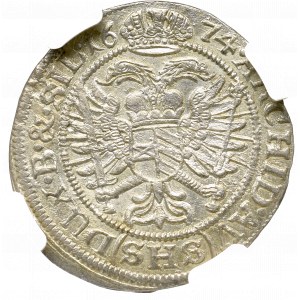 Śląsk, Leopold I, 6 Krajcarów 1674 SHS, Wrocław - NGC MS62
