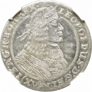 Śląsk, Leopold I, 15 Krajcarów 1662 G-H, Wrocław - NGC MS64
