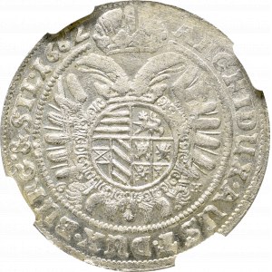 Śląsk, Leopold I, 15 Krajcarów 1662 G-H, Wrocław - NGC MS64