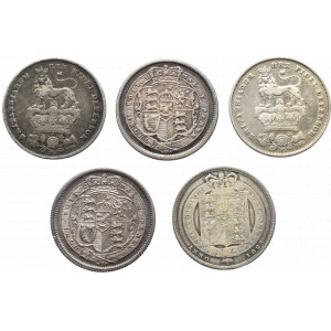Wielka Brytania, Zestaw 5 srebrnych monet