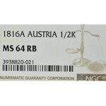 Austria, Franciszek I, 1/2 krajcara 1816 A - NGC MS64 RB