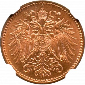 Austria, Franciszek Józef, 1 heller 1912 - NGC MS66 RD