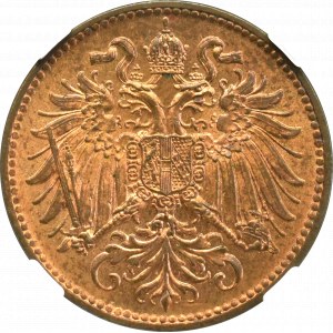 Austria, Franz Joseph, 2 heller 1914 - NGC MS65 RB
