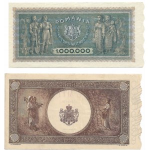 Romania, lot 1000 lei 1945, 10000 lei 1945 and 1000000 lei 1947