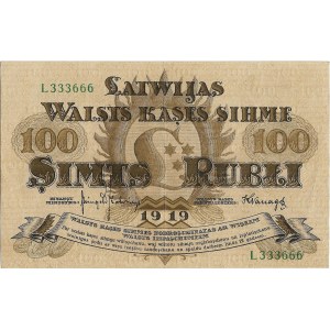 Łotwa, 100 Rubli 1919 L