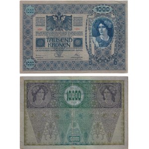 Austro-Węgry, 1000 Koron 1902 i 10000 Koron 1918