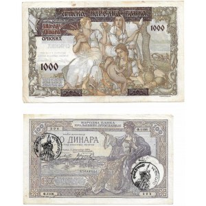 Jugosławia, 1000 Dinarów 1941 i 100 Dinarów 1929