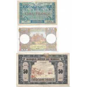 Maroc, lot 5, 50 and 100 francs