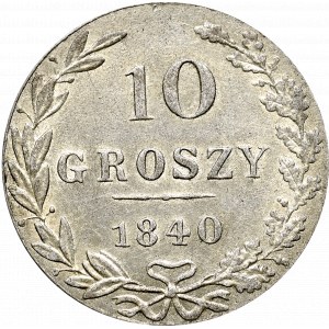 Zabór rosyjski, 10 groszy 1840 MW, Warszawa