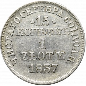Zabór rosyjski, 15 kopiejek = 1 złoty 1837 MW, Warszawa 