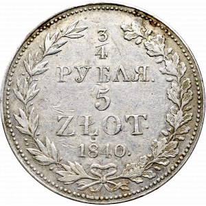 Congress Poland, 3/4 rubles-5 zlotych 1840 Warsaw