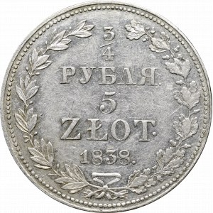 Zabór rosyjski, 3/4 rubla = 5 złotych 1838 MW, Warszawa