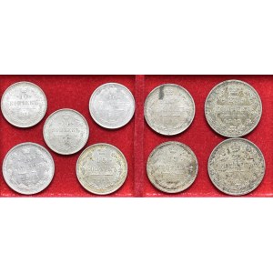 Rosja, Zestaw 9 monet (10,15,20 kopiejek)