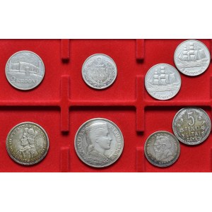 Polska,Kraje bałtyckie - Zbiór przedwojennych srebrnych monet (8szt)