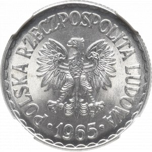 PRL, 1 złoty 1965 - NGC MS65