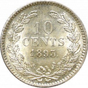 Holandia, 10 centów 1893