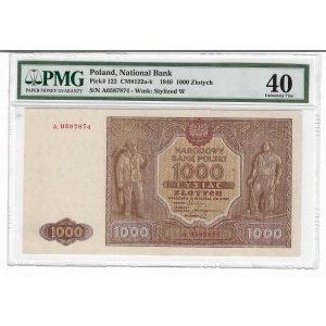 Polska, PRL, 1000 złotych 1946 A - PMG 40