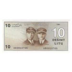 Lithuania, 10 litu 1991