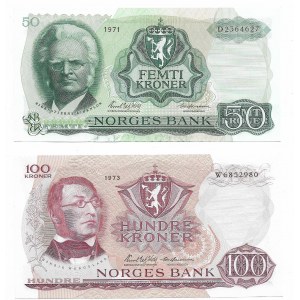 Norwegia, zestaw 50 i 100 Koron