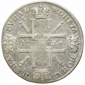Rosja, Piotr I, Rubel 1724 - krzyż nad głową 