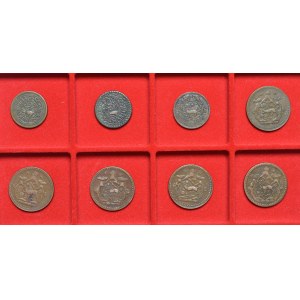 Tybet, zestaw 8 monet miedzianych 