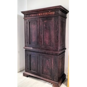 ANONYMOUS, Very rare double-body sideboard inlaid Carthusian style Northern Italy 16th cent.