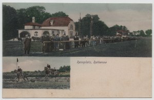 Postkarte - Rathenow , Pferderennbahn , Pferde
