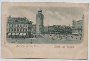 Pohlednice - Zgorzelec / Gorlitz Marienplatz Thick Tower / Stamped / Reliefkarte