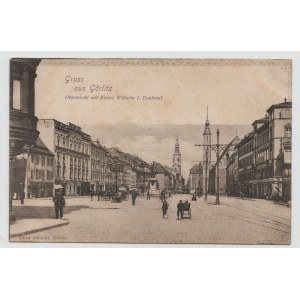 Pocztówka - Zgorzelec / Gorlitz Obermarkt , Pomnik Wilhelm I
