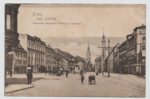 Pocztówka - Zgorzelec / Gorlitz Obermarkt , Pomnik Wilhelm I