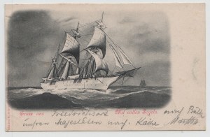 Postkarte - Gruss aus Friedrichsort Mit vollen Segeln.