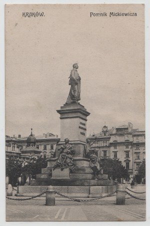 Pohľadnica - Krakov , Mickiewiczov pamätník