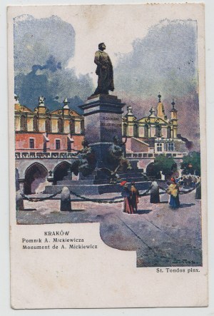 Postkarte - Kraków - Mickiewicz-Denkmal