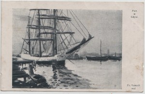 Postkarte - Hafen von Gdynia / Szwoch mal.