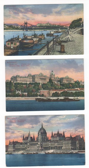 Sada pohlednic Budapešti - 11 kusů. Képeslapok készlete. Budapest . 11 db
