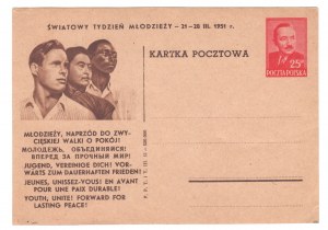 Pocztówka Światowy Tydzień Młodzieży 1951