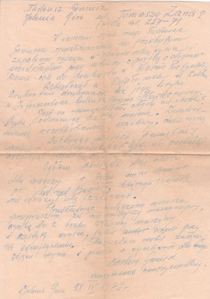 Tadeusz Geniusz / Poeta/ - List matki , dedykacja