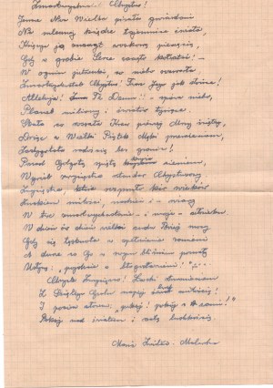 Maria Zientara-Malewska - Letters, manuscript unpublished poem