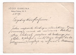 Jozef Gawlina Field Bishop W.P. lettre de 1939.