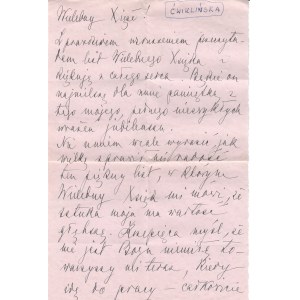 Mieczysława Ćwiklińska / letter