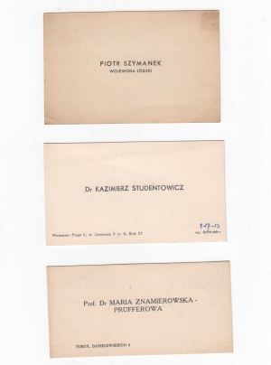 Business cards / Carolus Balic , St. Zajączkowski, Jan Sajdak, K. Studentowicz ....