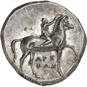 Kalabria, Taranto. Statere lub nomos w imieniu sędziów Arethona, Sa- i Cas- ND (302-281 p.n.e.), Taranto.