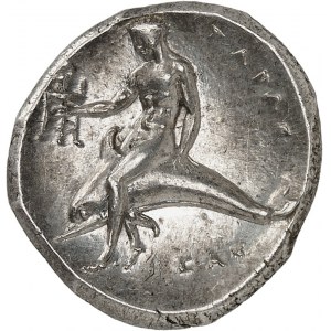 Kalábria, Taranto. Statere alebo nomos v mene magistrátov Arethona, Sa- a Cas- ND (302-281 pred Kr.), Taranto.