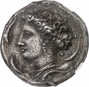 Sicilia, Siracusa, Dionigi il Vecchio (406-367 a.C.). Decadramma, angoli di Evainetes (non firmato) ND (400-390 a.C.), Siracusa.